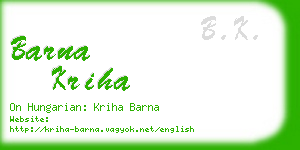 barna kriha business card